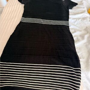 Max Studio Black Dress with White Stripes